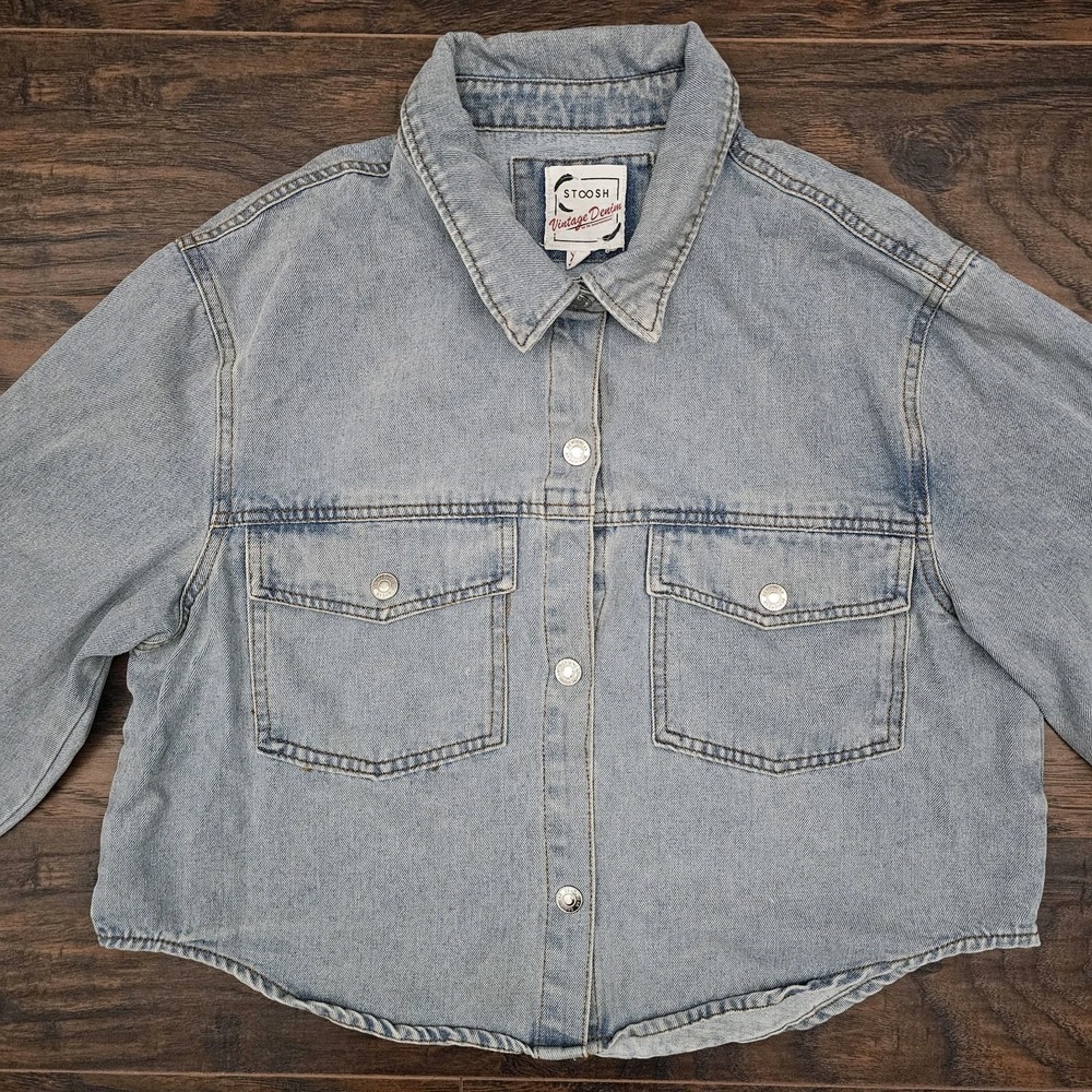 Stoosh Womens XL Vintage Denim‎ Cropped Jacket USA Western Country Cowgirl Rodeo